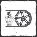 Vintage typography design with cycling Gear and chain silhouette. Extreme sport