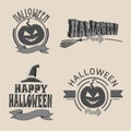 Vintage Typography Halloween Labels. Vector