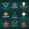 Vintage Typography Halloween Vector Color Badges