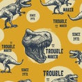Vintage typography t-shirt graphics with trex.