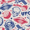 Vintage UFO seamless pattern