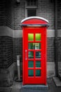 Vintage UK red phone booth Royalty Free Stock Photo