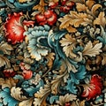 Vintage Ukrainian floral pattern with realistic details and swirling colors (tiled)