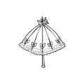 Vintage umbrella vector. Hand drawing retro lace umbrella illustration.