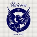 Vintage unicorn logo on notebook page