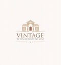 Vintage Upscale Condominium Creative Vector Emblem Concept