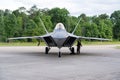 Vintage US Airforce F22 Fighter jet in a landing zone Royalty Free Stock Photo