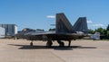 Vintage US Airforce F22 Fighter jet in a landing zone