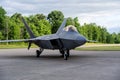 Vintage US Airforce F22 Fighter jet in a landing zone Royalty Free Stock Photo