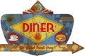 Vintage USA route 66 diner sign,grungy vector Royalty Free Stock Photo