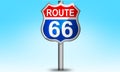 Vintage USA route 66 road sign with post Royalty Free Stock Photo
