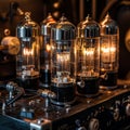 Vintage Vacuum Tube Amplifier, Retro Electrical Device, Analog Technology