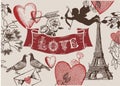 Vintage Valentine franch love banner combo