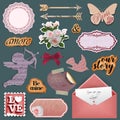 Vintage valentine`s day scrapbook objects