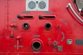 Vintage valve main control Fire truck car firefighter rescue Royalty Free Stock Photo