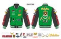 vintage varsity palestine country jacket mockup template vector