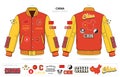 vintage varsity china jacket mockup template vector