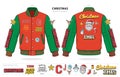 vintage varsity christmas jacket mockup template vector