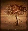 Vintage vectoe background with tree