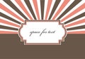 Vintage vector background: brown and pink rays and vignette with space for text. Royalty Free Stock Photo