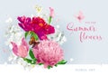 Red pink summer flowers bouquet Royalty Free Stock Photo