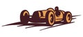 Vintage vector cars in race - hand drawn illustration Royalty Free Stock Photo