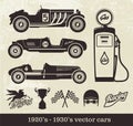 Vintage vector cars Royalty Free Stock Photo