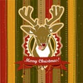 Vintage vector Christmas card with Deer showing his tongue