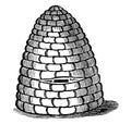Vintage Vector Drawing Or Engraving Of Antique Old Style Bee Hive Or Beehive Made From Straw