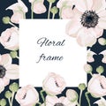 Vintage vector frame with summer flowers in pastel colors. Royalty Free Stock Photo