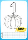 Printable worksheet for kindergarten and preschool. Exercises for writing numbers. Simple level of difficulty. Restore dashed line