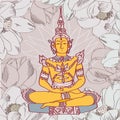 Vintage vector illustration with Buddha Royalty Free Stock Photo