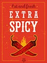 Vintage Extra Spicy Poster with chili peppers