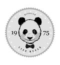 Hipster panda bear vintage round emblem art