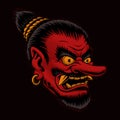 Vector illustration of a Japanese Tengu head