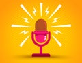 Microphone on yellow halftone background