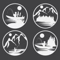 vintage vector labels with fishing theme