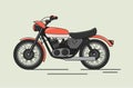 Vintage Vector Motorcycle Flat Illustration