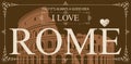 Vector postcard with Coliseum and words I love Rome