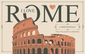 Vintage vector postcard with Roman Coliseum, Italy