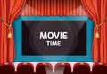 Vintage vector theater stage with red curtains and Royalty Free Stock Photo