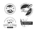 Vintage vector theatre labels, emblems, badges and logo