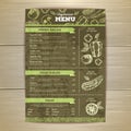 Vintage vegetarian food menu design.