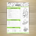 Vintage vegetarian food menu design.