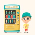 Vintage vending machine with drinks. Retro style. Purchase of water