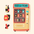 Vintage vending machine with food and drinks. Retro style Royalty Free Stock Photo