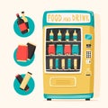 Vintage vending machine with food and drinks. Retro style Royalty Free Stock Photo