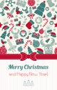 Vintage vertical christmas card. Christmas icons. Typography. Flat design.