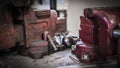 Vintage vices on workbench Royalty Free Stock Photo