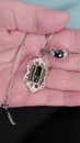 Vintage Victorian Authentic Diamonds & Polished Black Onyx Set in Sterling Silver Necklace & Ring